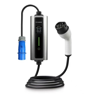 Boult 1 Fázis/32A 7,4 kW kék CEE hálózati töltőállomás (hordozható, 5m-es Type-2-es Kábel, 8-32A között állítható, IP65, LED kijelző)