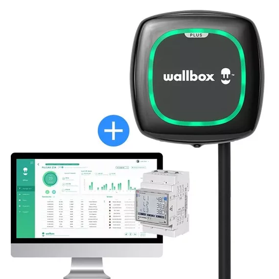 Wallbox Pulsar Plus 22 kW elektromos autó fali töltő (5m-es kábel) + Power Boost (Csomagajánlat: fali töltő és árammegosztó, hálózatfigyeléshez és napelemhez) 